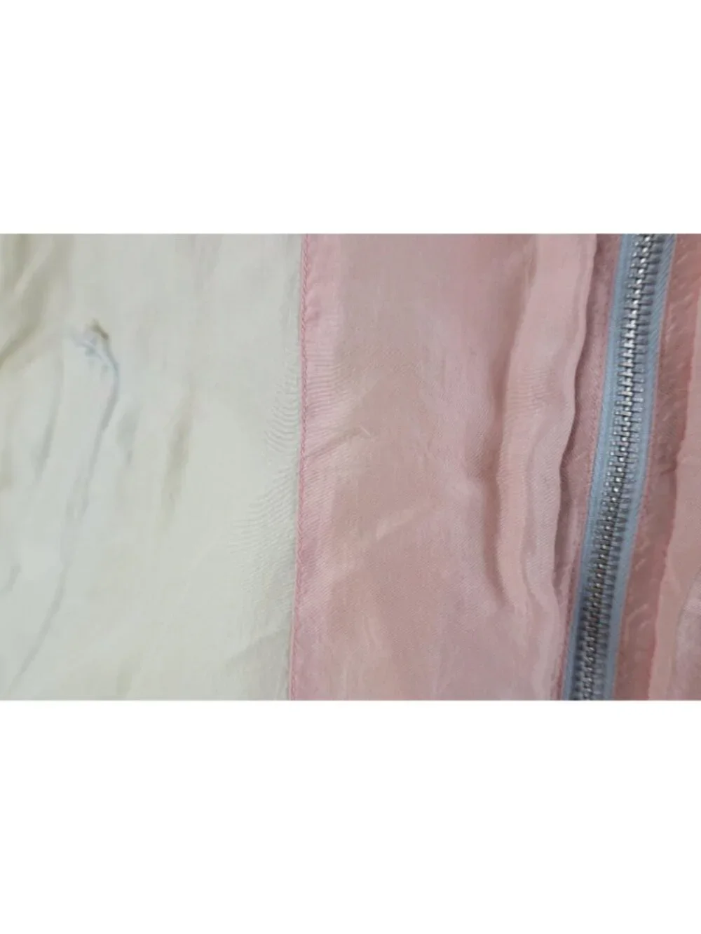 Vintage 90s Streetwear Womens Medium Distressed Pastel Silk Zip Bomber Jacket